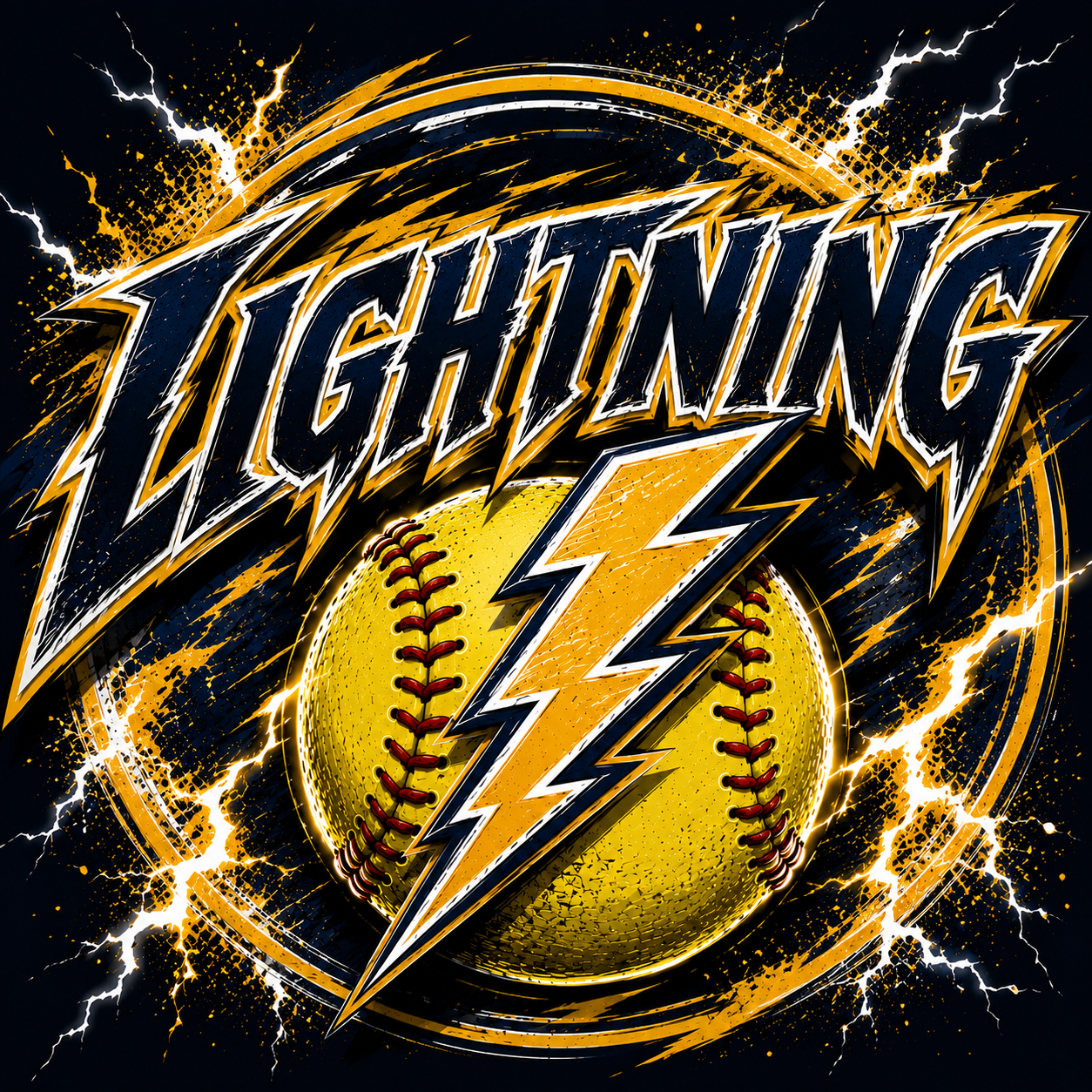 Tea Lightning Softball Logo Plain NO glitter