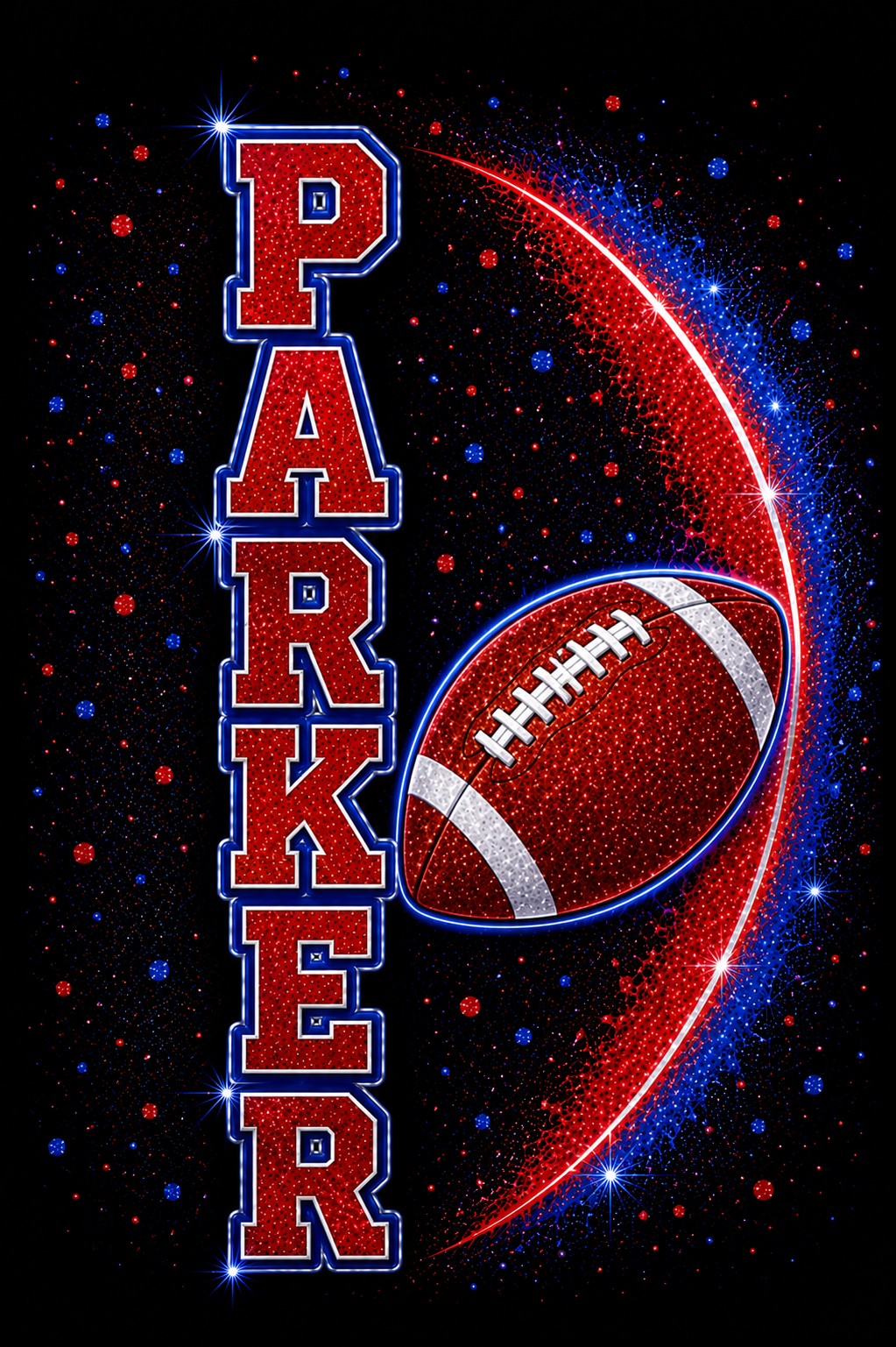 Parker Football Glitter Red and blue